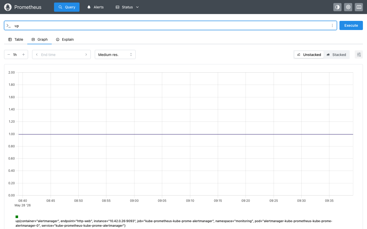 Prometheus up query