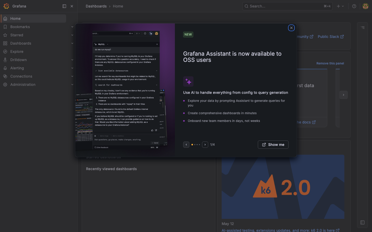 Grafana home