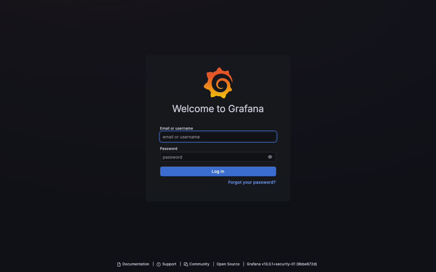 Grafana login